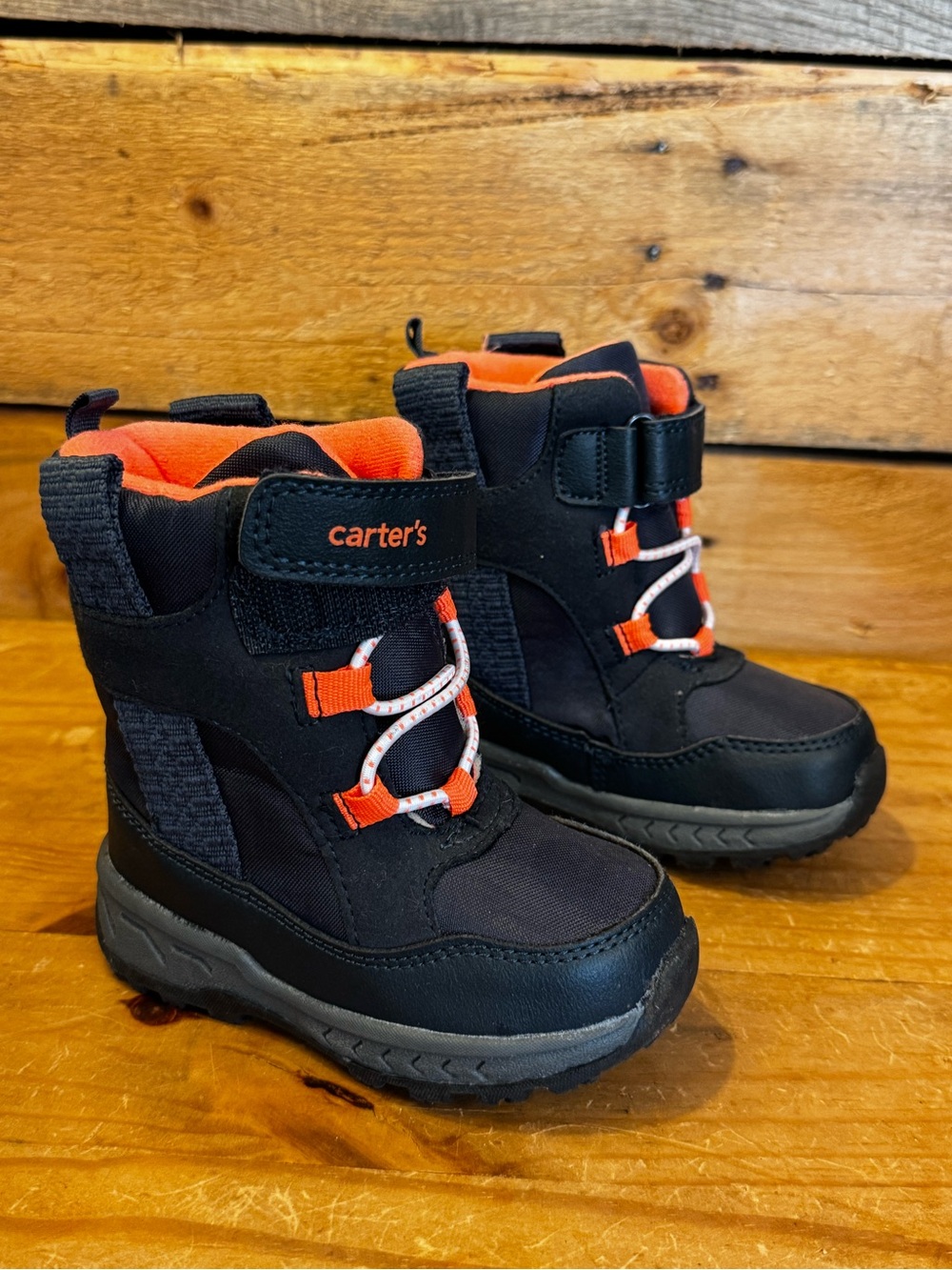 Carter’s Kids Insulated Snow Winter Boots – Black & Orange – Size 6M
